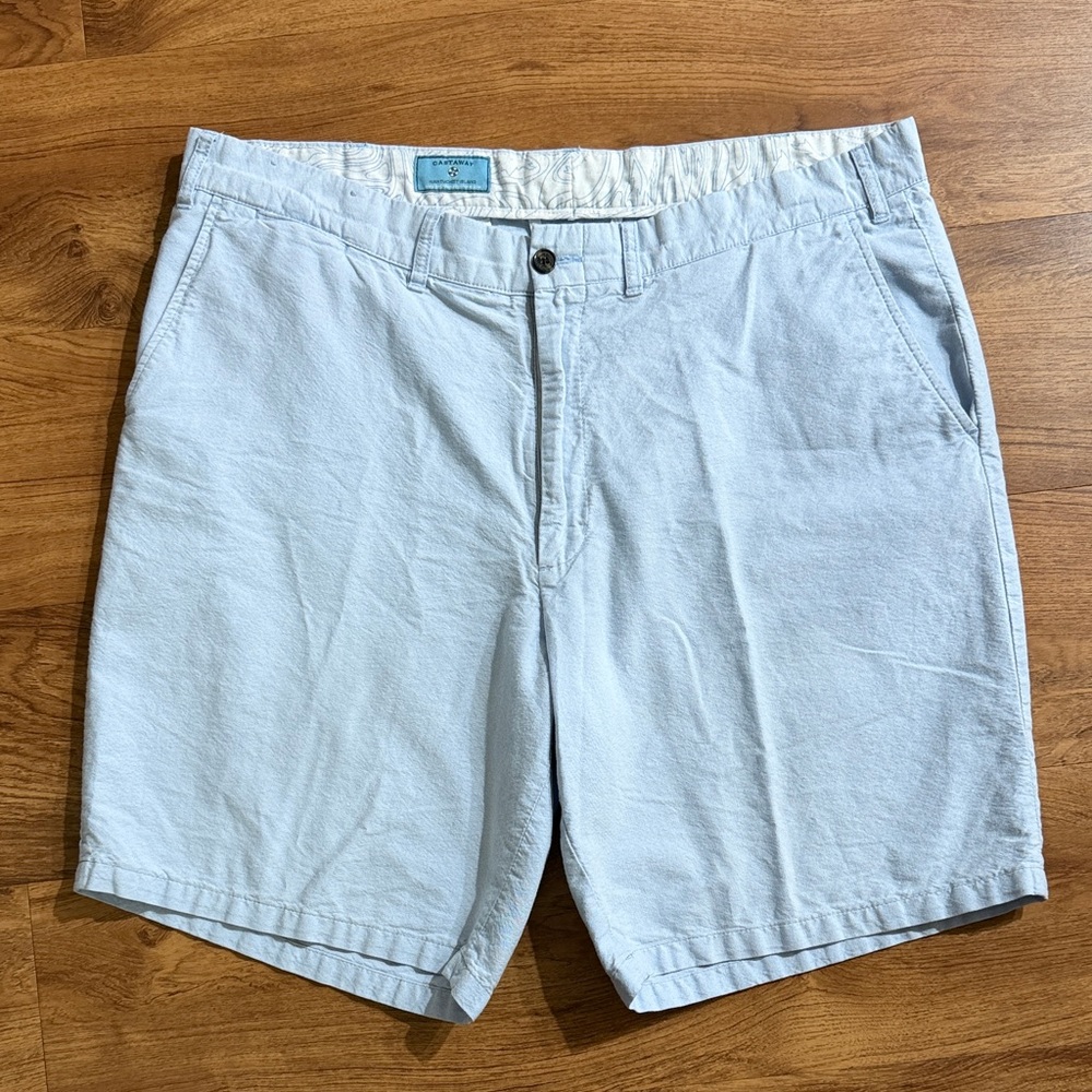 Castaway Nantucket Men‎ Sz 38 Light Blue 100% Cotton Zip Fly 5Pocket Chino Short